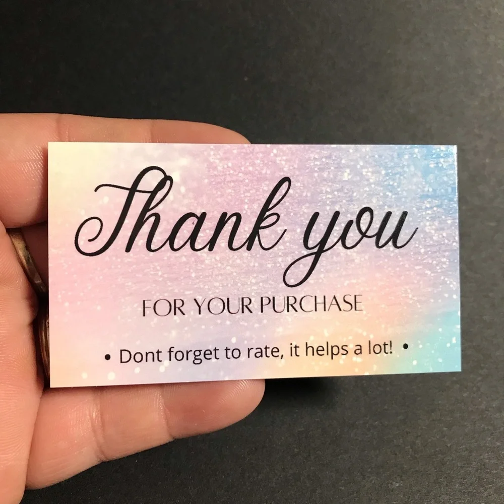 30 thank you for your purchase cards glossy size 3.5x2